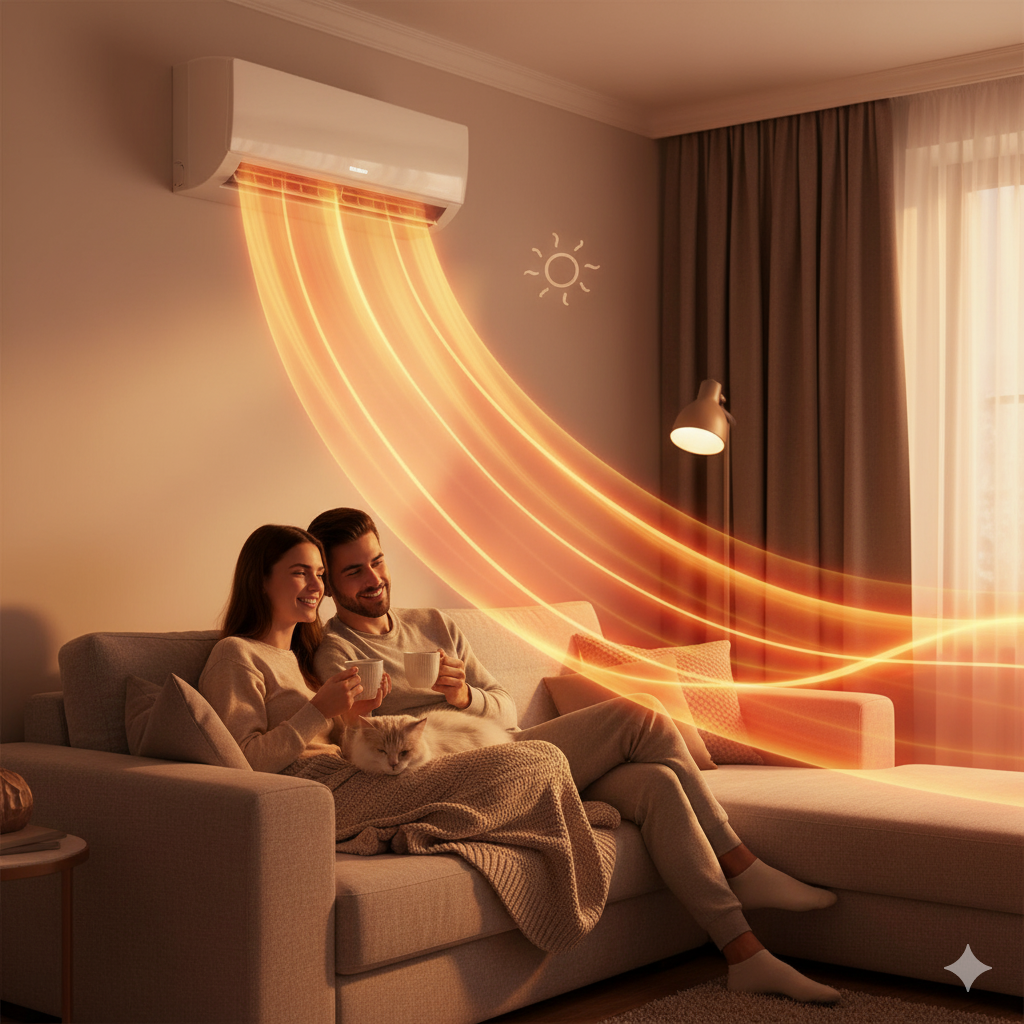 Klimatyzator ścienny do ogrzewanie zamontowany w salonie – Rzeszów